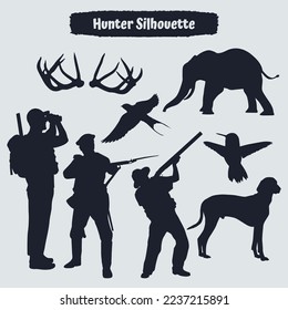 Hunter forest animal silhouette Vector