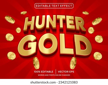 efecto de texto editable 3D de oro de cazador