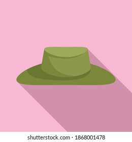 Hunter green hat icon. Flat illustration of hunter green hat vector icon for web design