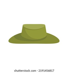 Hunter Green Hat Icon. Flat Illustration Of Hunter Green Hat Vector Icon Isolated On White Background