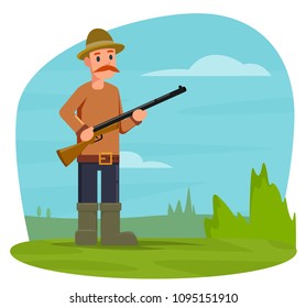 Hunter with a gun