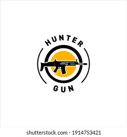 Hunter Gun Logo.Weapon Military Vector Design Illustration