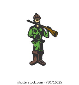 Hunter with a gun vector illustration. Logo concept