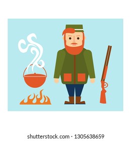 Hunter with a gun vector silhouette