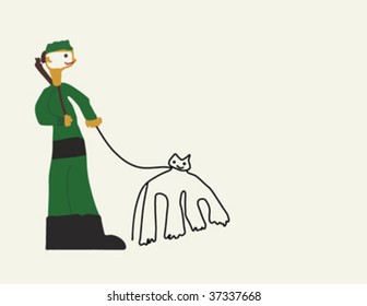 Hunter and his dog illustrations
