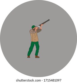 orientación de caza de cazadores con ilustración vectorial de escopeta