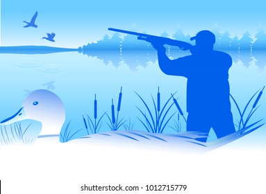 Hunter hunting duck