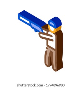 Jäger Jagen Symbol Vektor. Isometrisches Jagdzeichen für Jäger. farbige einzelne Symbolillustration