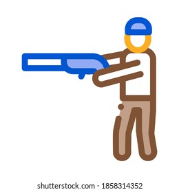 Vector de iconos de caza de cazadores. Signo de caza de esquemas. Ilustración de símbolo de contorno aislado de color