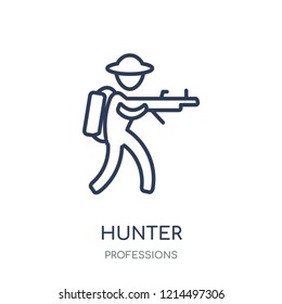 Hunter icon. Hunter linear symbol design from Professions collection. Simple outline element vector illustration on white background.