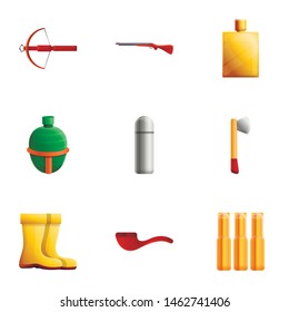 Hunter icon set. Cartoon set of 9 hunter vector icons for web design isolated on white background