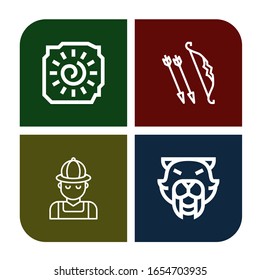 hunter icon set. Collection of Cave painting, Archer, Hunter, Saber toothed tiger icons