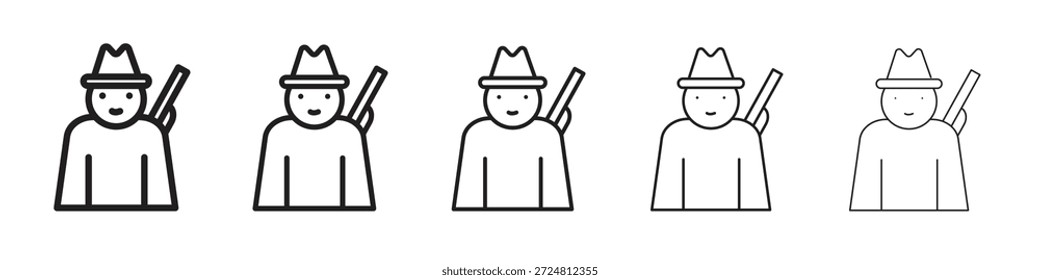 Ícone Hunter. Estilo de contorno simples. Elementos gráficos.