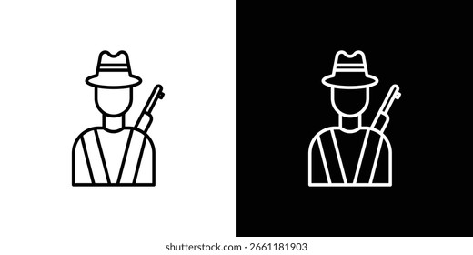 Ícone Hunter. Pictograma do traço. Ilustração vetorial. Sinal de vetor para aplicativos móveis e sites.