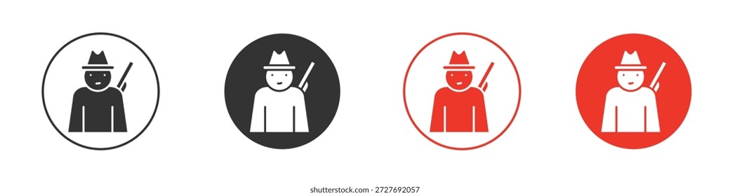 Símbolo de ícone Hunter. Design simples e plano para aplicativos móveis ou da Web. Logotipo de ilustração Vetor mínimo.