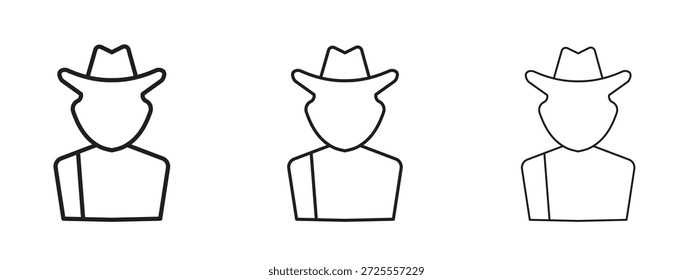 Símbolo de linha fina do ícone do Hunter no plano de fundo branco, ilustração editável do vetor de traçado