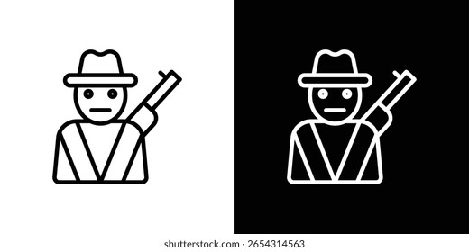 Ícones do Hunter no estilo de linha. Traçados em preto-e-branco editáveis