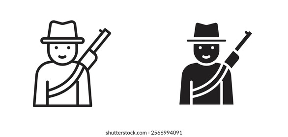 Hunter icons in outline and fill. vector illustration for ui.