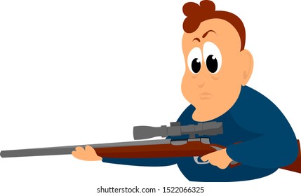 Cazador, ilustración, vector sobre fondo blanco.