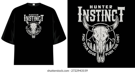 hunter instinct find your edge push the limit bull skull graphic design illustration artwork vector t shirt design vector illustration artwork