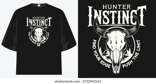 hunter instinct find your edge push the limit bull skull graphic design illustration artwork vector t shirt design vector illustration artwork