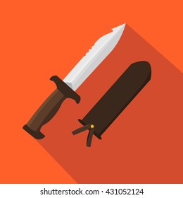 Hunter knife. Flat and cartoon style. Vector illustration. Hunting season.