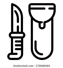 Hunter knife icon. Outline hunter knife vector icon for web design isolated on white background