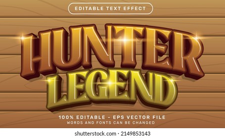 hunter legend 3d text effect and editable text effect with wood texture background