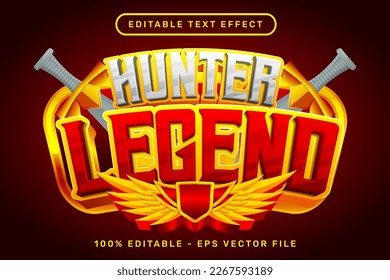 hunter legend text effect and editable text effect with wings illustration