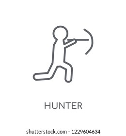 Hunter linear icon. Modern outline Hunter logo concept on white background from Professions collection. Suitable for use on web apps, mobile apps and print media.