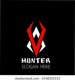 hunter logo, cool logo and sharp colors, sharp lines, black background