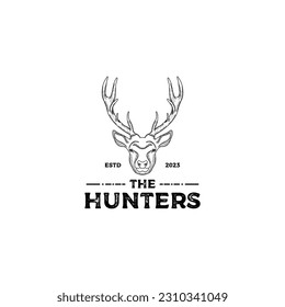Hunter logo with deer head vintage style design