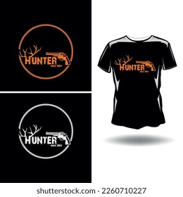 Diseño del logo de Hunter con el nuevo concepto de ciervo y arma 