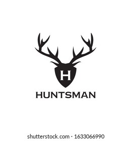 Hunter logo design with using deer head icon vector template illustration