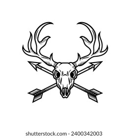 Hunter logo icon, deer, skull, skeleton illustration