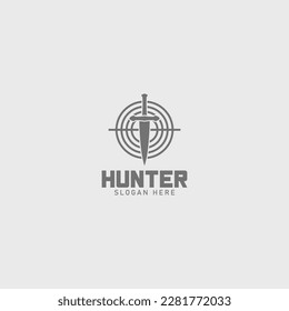 hunter logo with sword target symbol