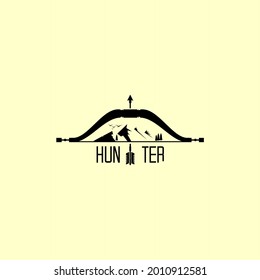hunter logo vector, bow and arrow in the background