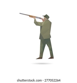 Hunter man silhouette abstract, vector illustration