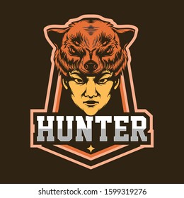 hunter mascot logo design template