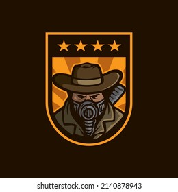 Hunter mascot logo in shield, perfect for community, identity or team logos.