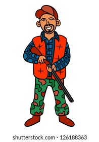 hunter on white background vector illustration
