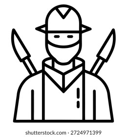 hunter outline icon vector on white background 