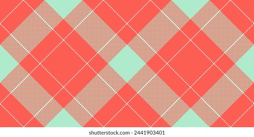 Hunter plaid fabric check, abstract background seamless background textile. Anniversary tartan texture vector pattern in red and light color.