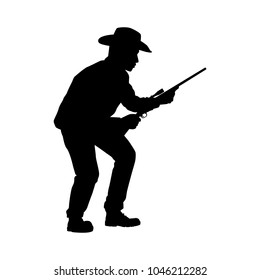 Hunter with rifle gun silhouette vector