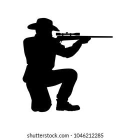 Hunter with rifle gun silhouette vector