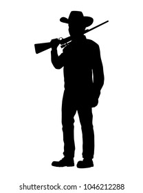 Hunter Rifle Gun Silhouette Vector Stock Vector (royalty Free 