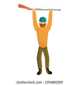 Hunter rifle up icon. Cartoon of hunter rifle up vector icon for web design isolated on white background
