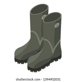 Hunter rubber boots icon. Isometric of hunter rubber boots vector icon for web design isolated on white background