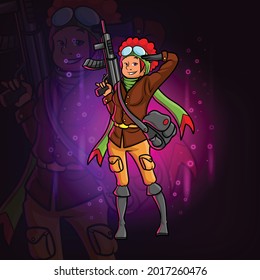The hunter with the shoot gun of illustration