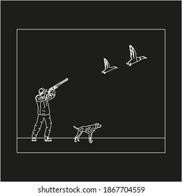 Jäger mit Schusswaffenjagd auf Enten. Vektorgrafik für Web- und Mobile-Design.